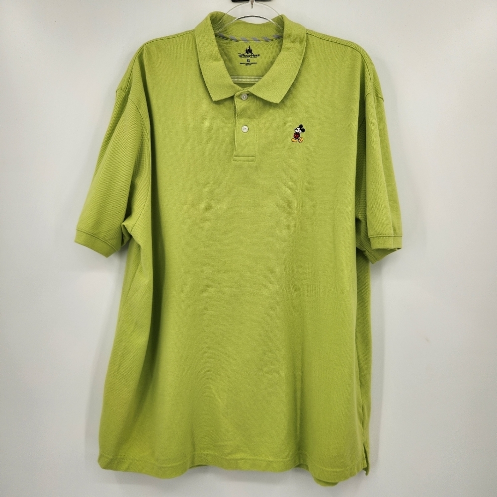 Disney Parks Mickey Mouse Embroidered Polo Shirt Mens Size XL Bright Green Golf